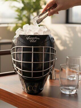 Vintage Canadian Club Plastic Goalie Mask Ice Bucket 🏒🥃